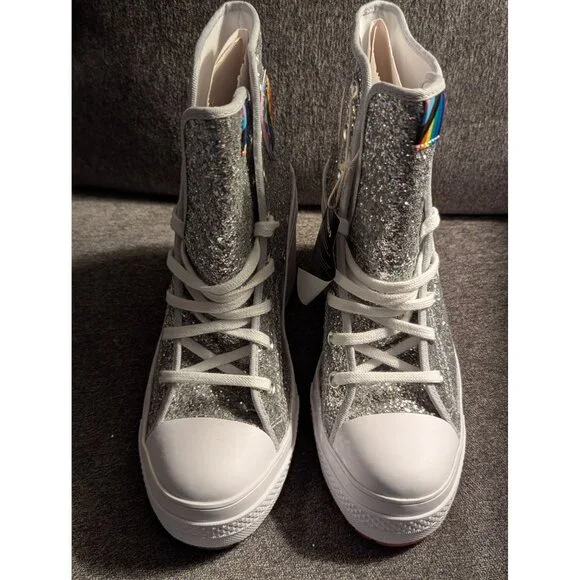 Converse Pride Chuck Taylor All Star Glitter Platform Heel Sneakers Womens 11 - Picture 5 of 11